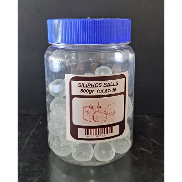 Siliphos balls for use with the Combimate scale reducer.