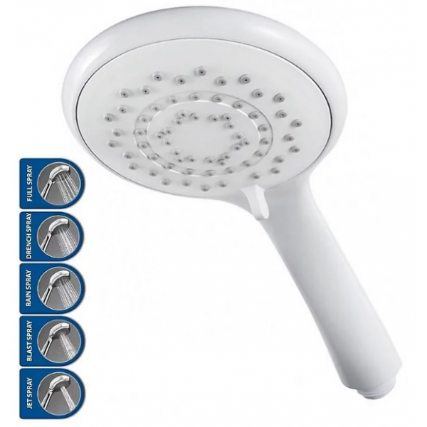 Triton 8000 Series Universal Large Five Spray Shower Head White